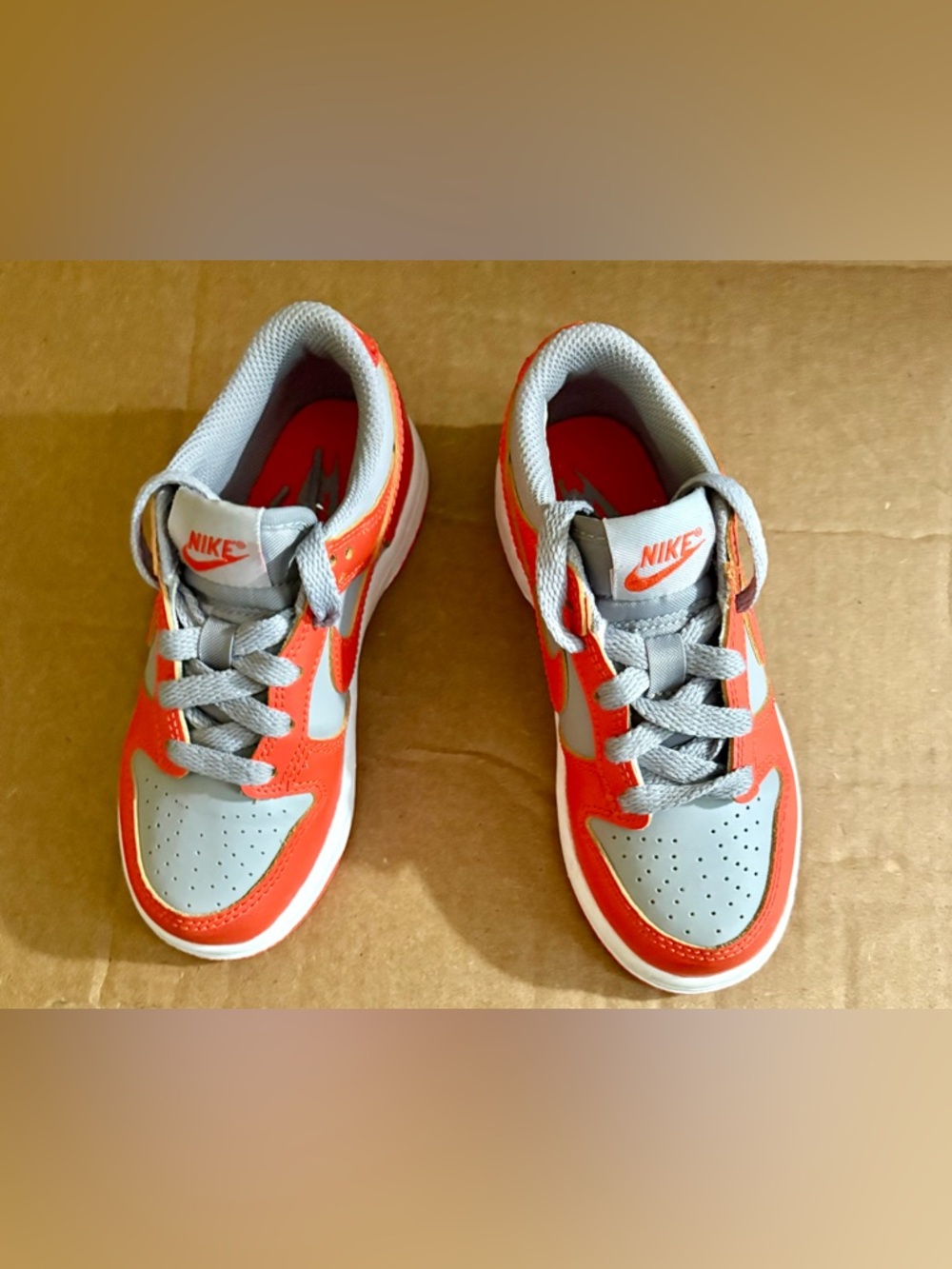 Nike Kids Low-Top Sneakers in Gray and Bright Orange
